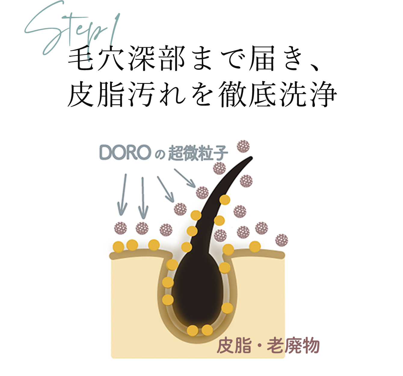 毛穴深部まで届き、皮脂汚れを徹底洗浄